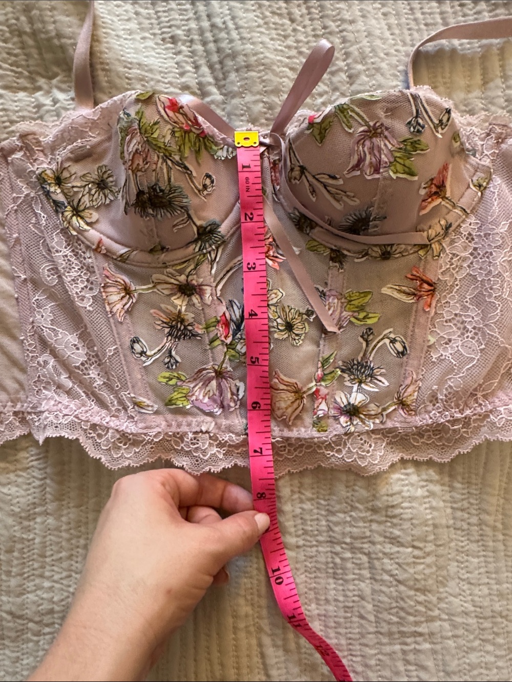 Victorias Secret Women's Floral Lace Corset Bra Top - Pink - Picture 5 of 5